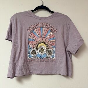 Angel‎ Energy Happiness Blooms Graphic Cropped Tee - Lavender, Size XL